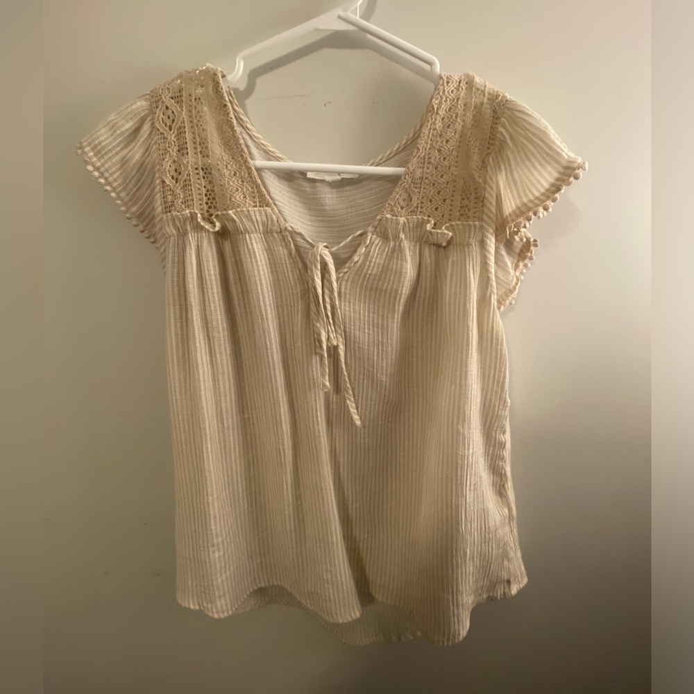 Mine Cream Lace Accent Blouse